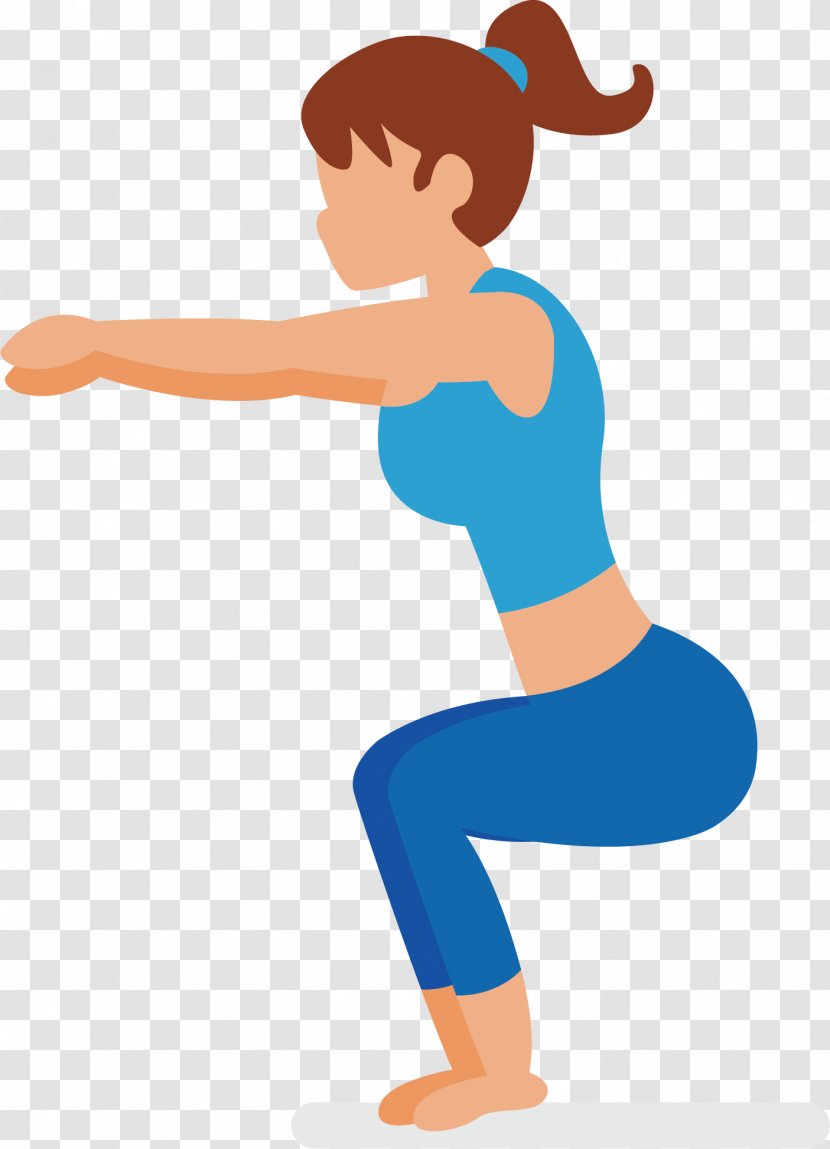 Cartoon Squat Physical Fitness - Frame - Man Transparent PNG