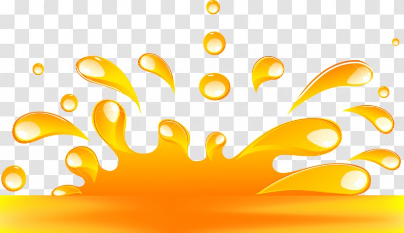 Liquid Drop Splash - Yellow - Beautifully Golden Droplets Transparent PNG