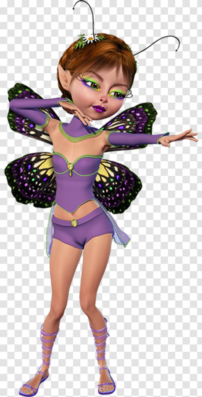 Fairy Brown Hair Purple Costume Transparent PNG