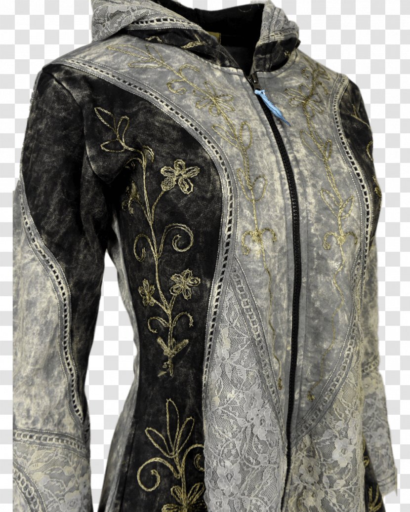 Embroidery Leather Jacket M Bell Sleeve - Pixie Fleece With Hood Transparent PNG