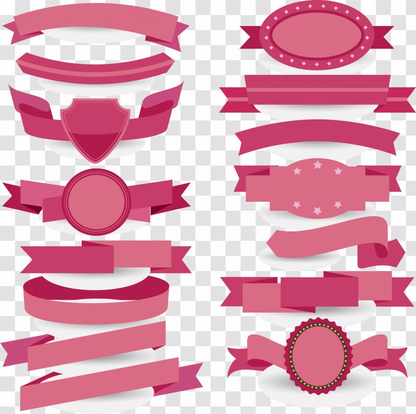 Ribbon Illustration - Magenta - Pink Holiday Transparent PNG