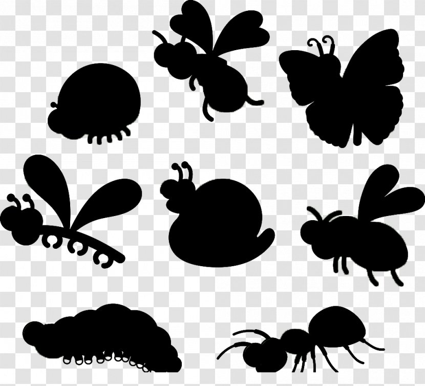 Insect Trivia Silhouette Clip Art - Moths And Butterflies - Insects Black Silhouettes Transparent PNG