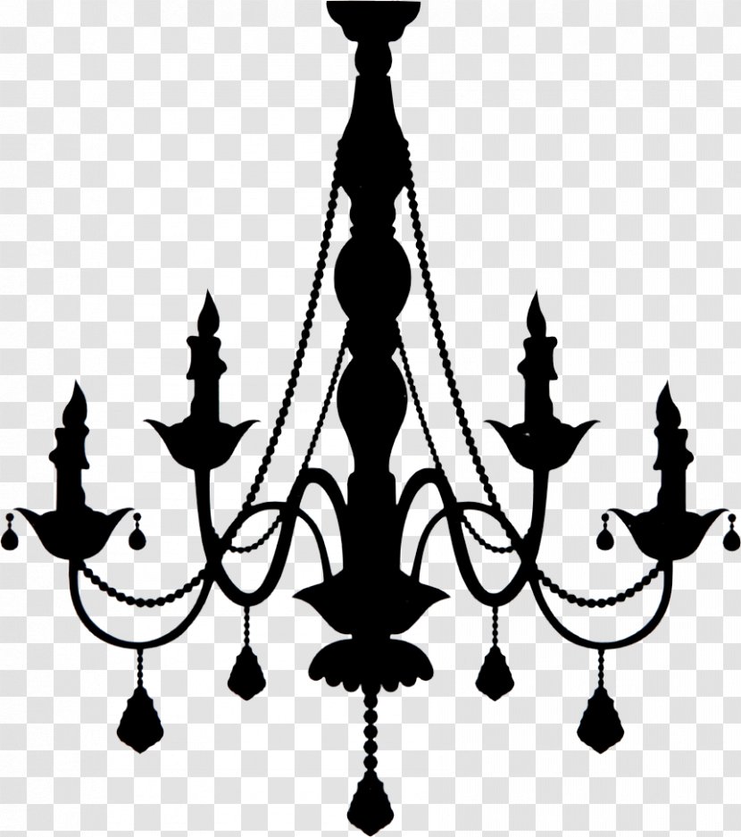 Light Silhouette Drawing Candelabra - Black And White - Lustre Transparent PNG