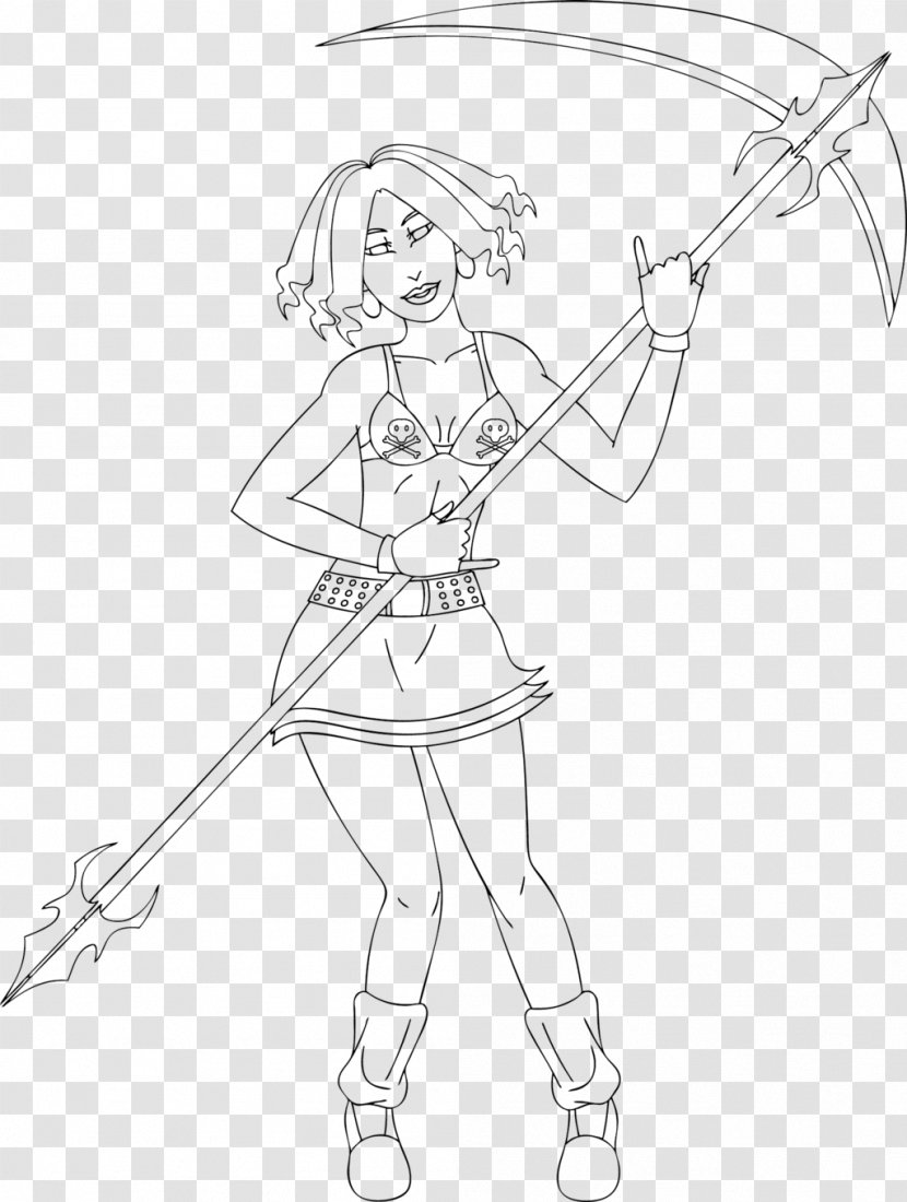 Line Art White Cartoon Character Sketch - Human Leg - Scythe Transparent PNG