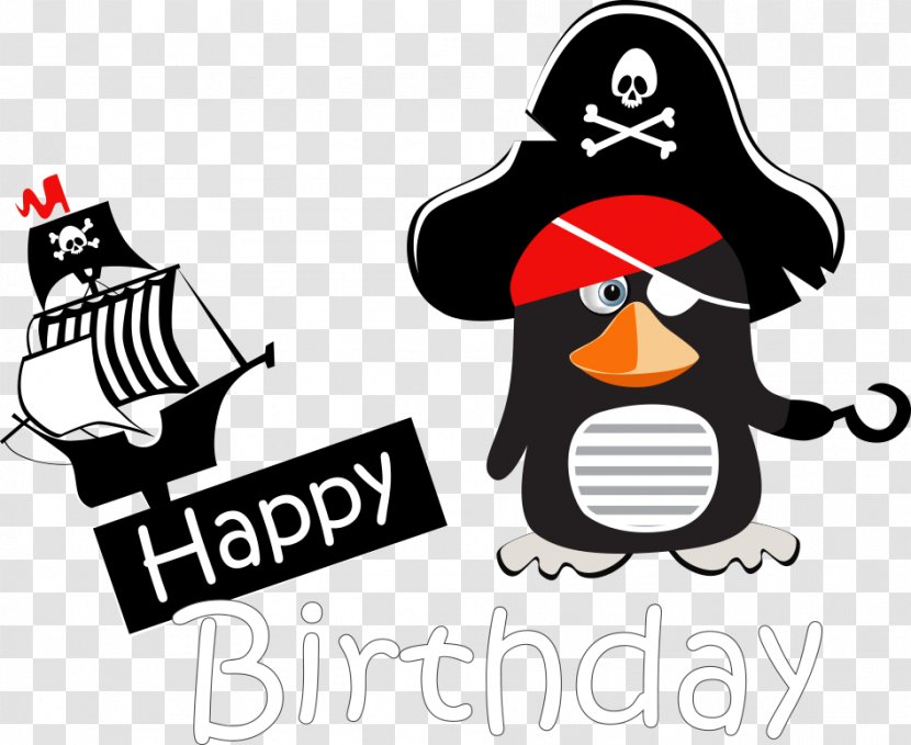 Greeting Card Happy Birthday To You Illustration - Brand - Vector Pirate Penguin Transparent PNG