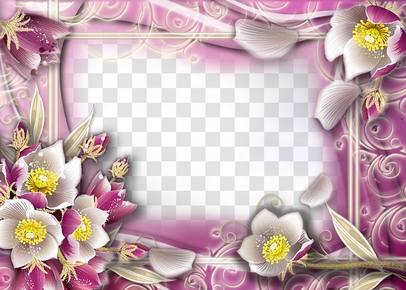 Picture Frames Flower Clip Art - Floral Photo Frame Transparent PNG