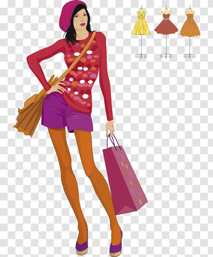 Fashion Model Woman Illustration - Tree - Cartoon Women Transparent PNG