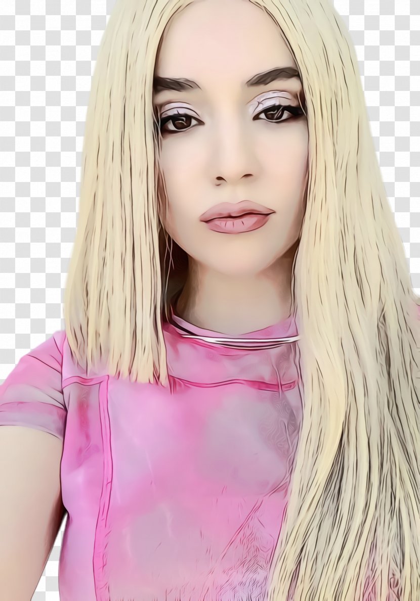 Ava Max Blond Sugar Republic Hair Coloring - Pink - Model Eyelash Transparent PNG