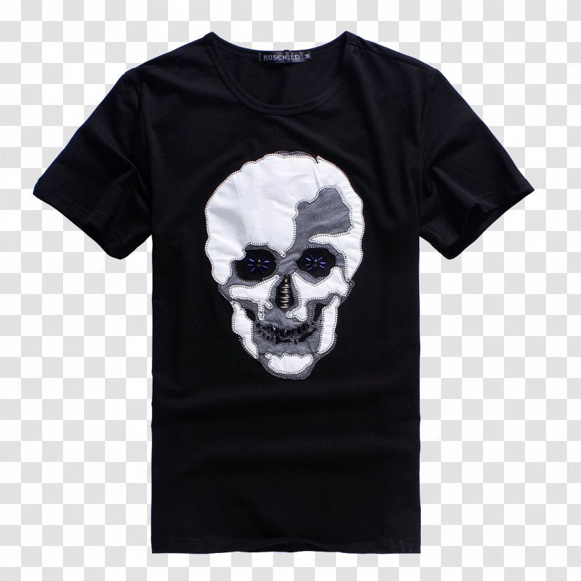 Printed T-shirt Sleeve Designer - Printing - Black Skull Print Transparent PNG