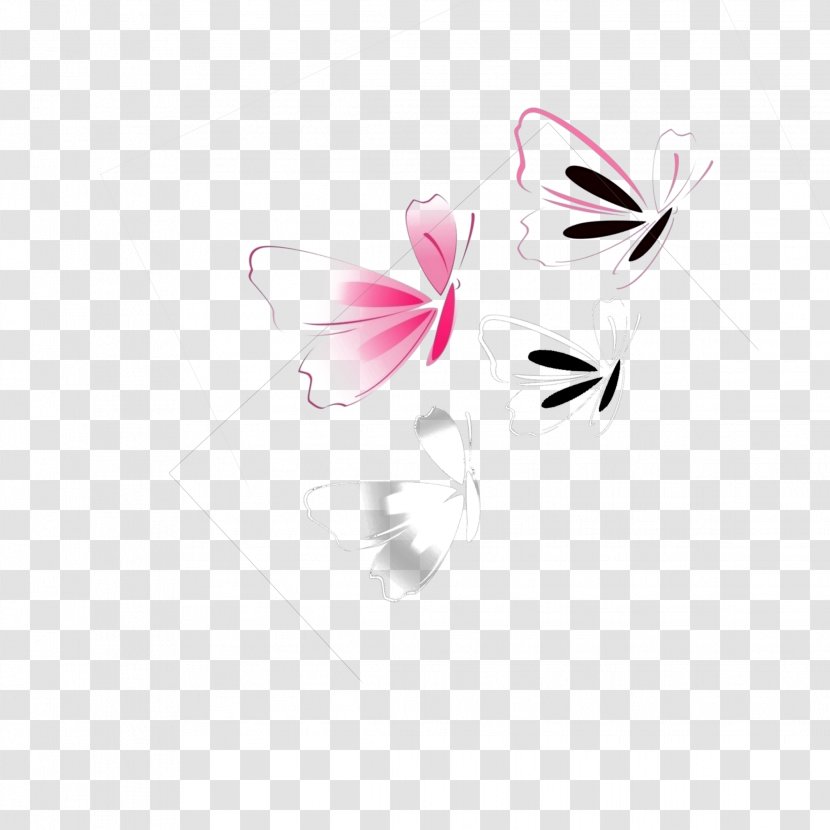 M. Butterfly Design Illustration Desktop Wallpaper Graphics - Pollinator - Black And White Flower Transparent PNG