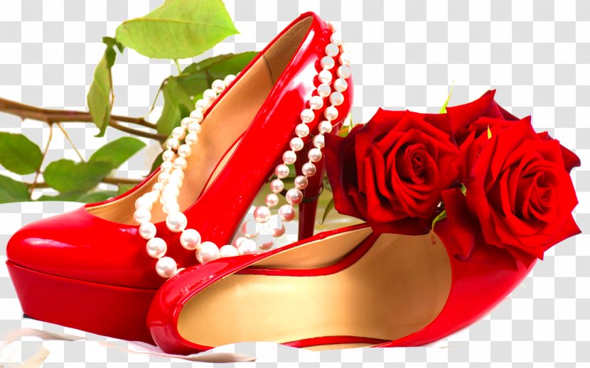 High-heeled Shoe Flower Rose Pearl - Sandal - Pearls Transparent PNG