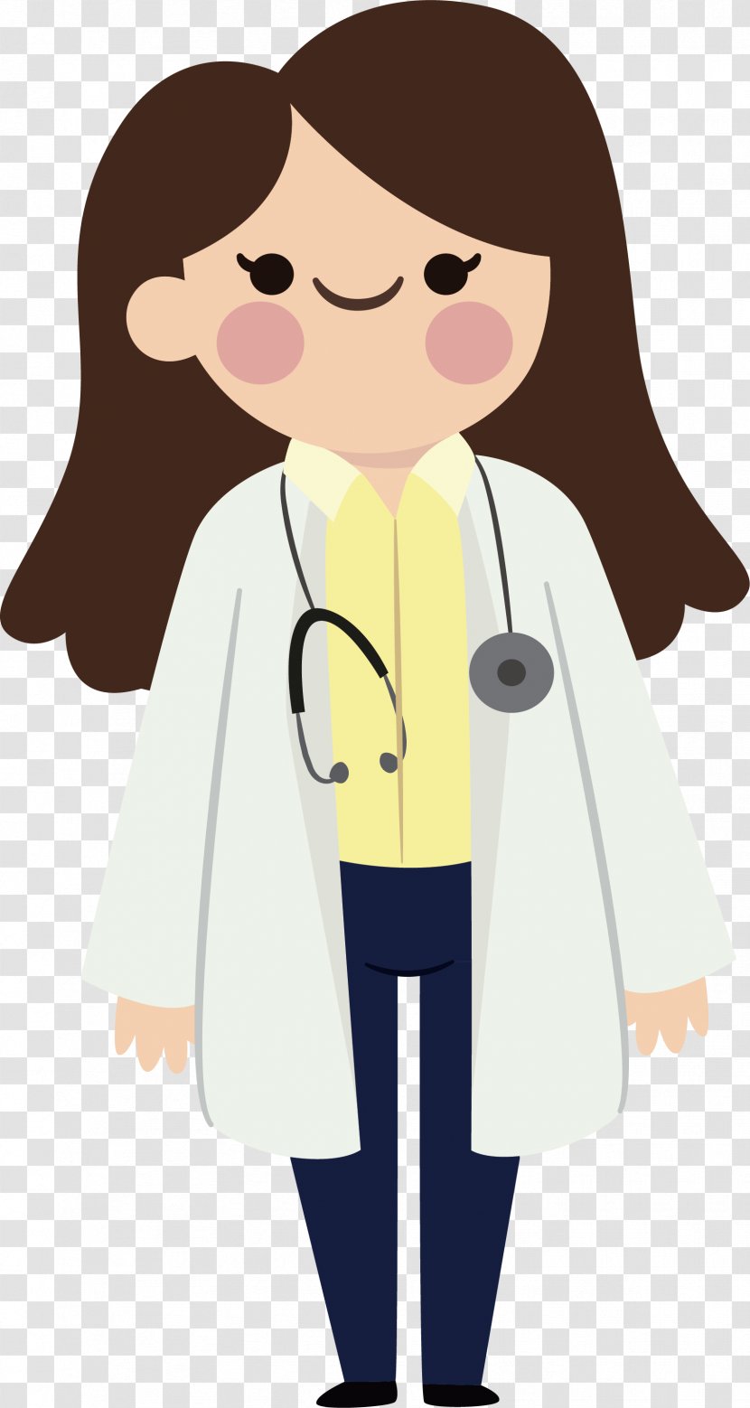 Physician Clip Art - Silhouette - Cute Long Haired Doctor Transparent PNG