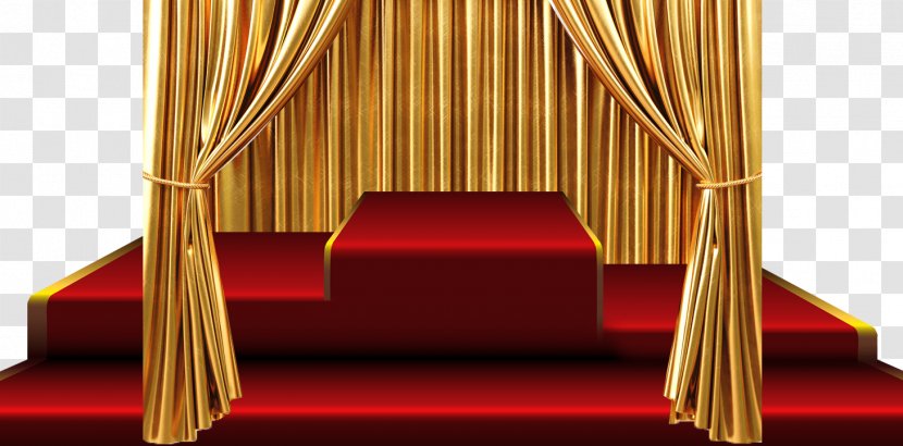 Curtain Stage Gold - Floor - Red Carpet Transparent PNG