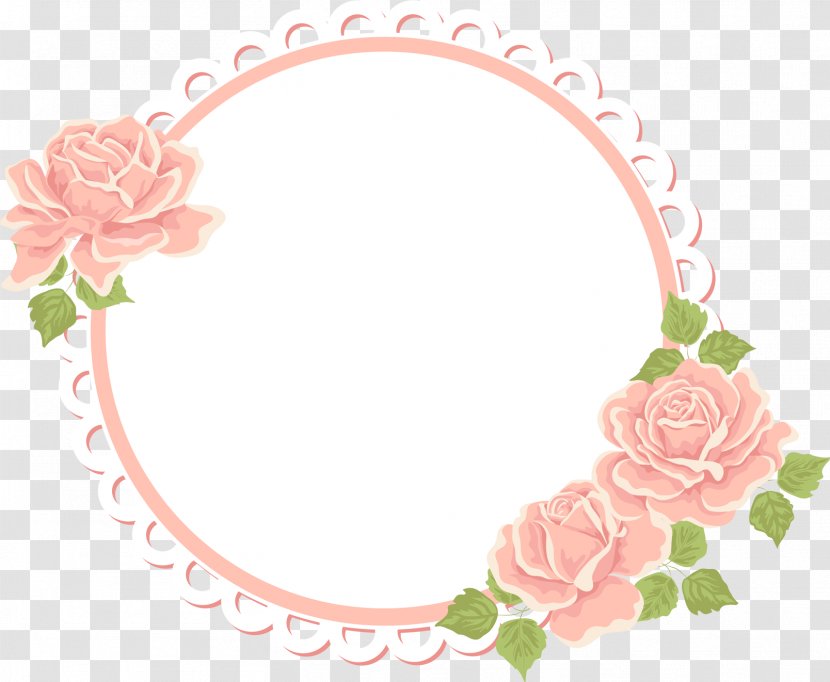 Flower Picture Frame Pattern - Floral Design - Artwork Painted Pink Roses Transparent PNG