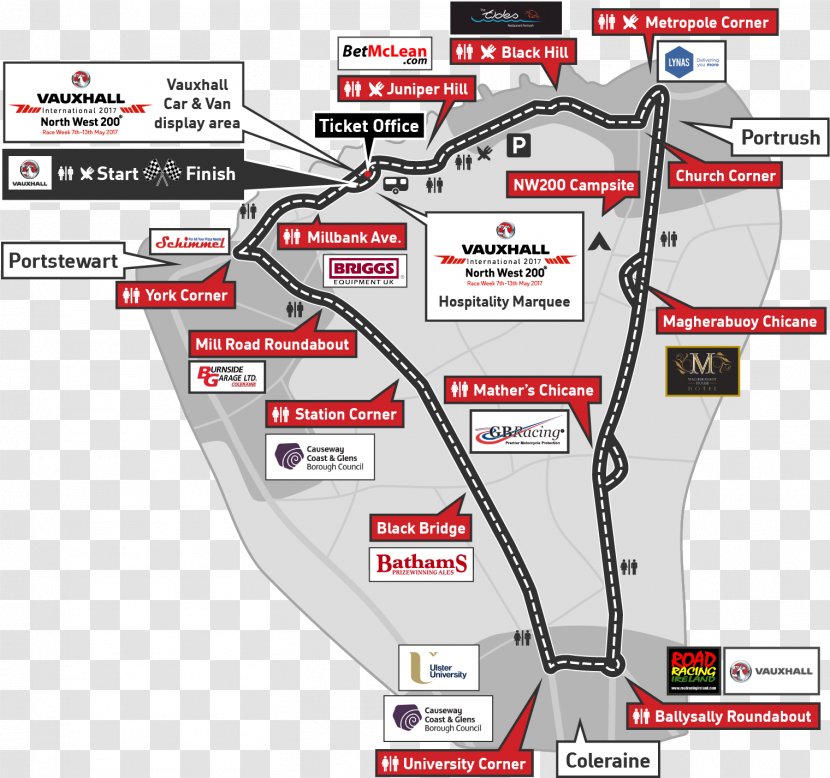 2016 North West 200 2015 Races Map Coleraine Portstewart Transparent PNG