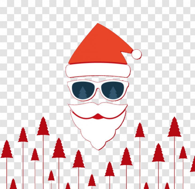 Santa Claus Christmas - Party Hat - Wearing Sunglasses Transparent PNG