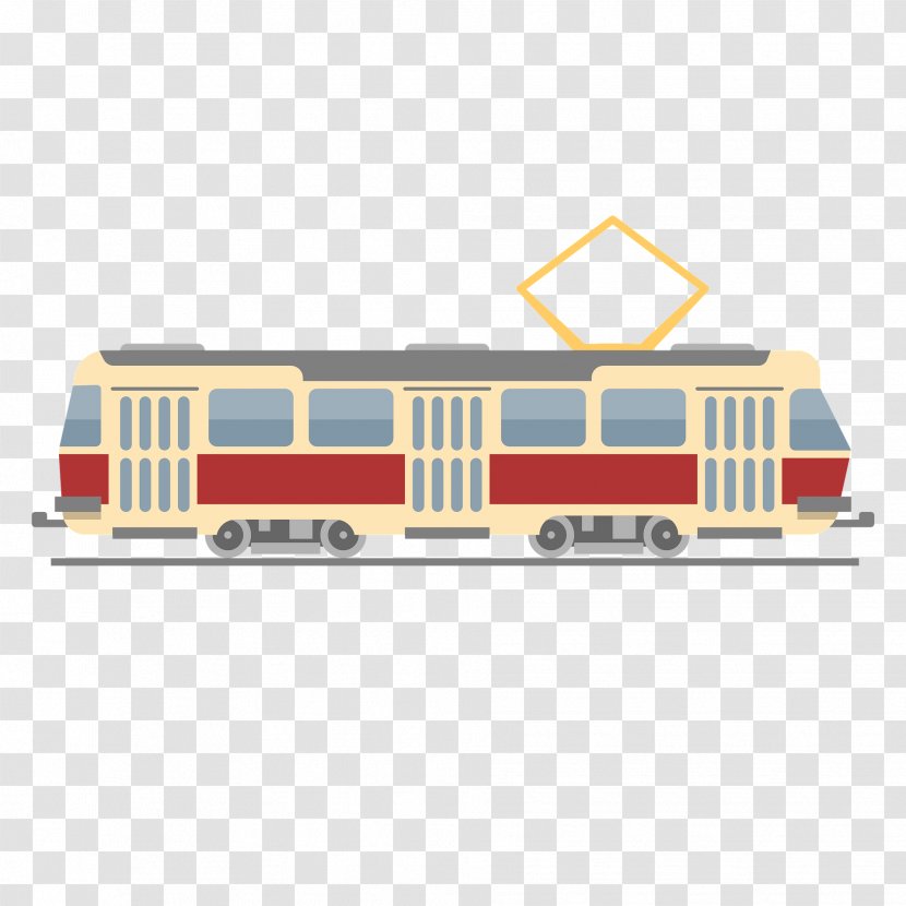 Tram Train Rail Transport Red Car Trolley Railroad Transparent PNG