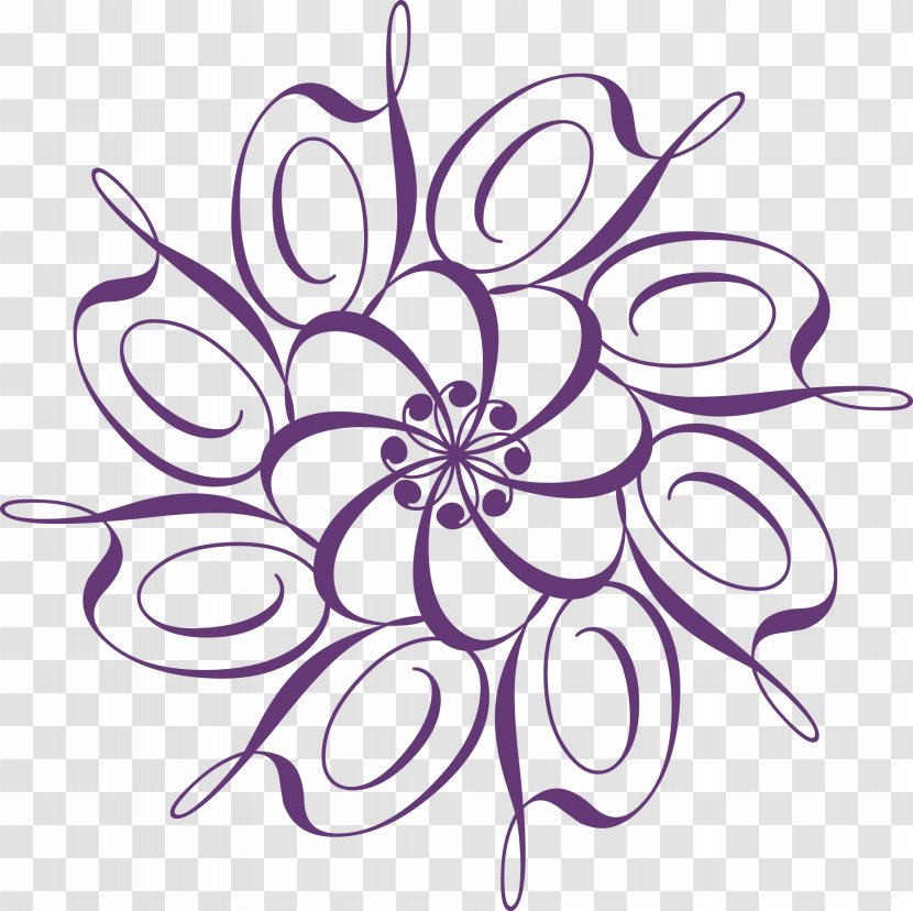 Calligraphy Ornament - Plant Stem - Purple Circle Lace Texture Transparent PNG