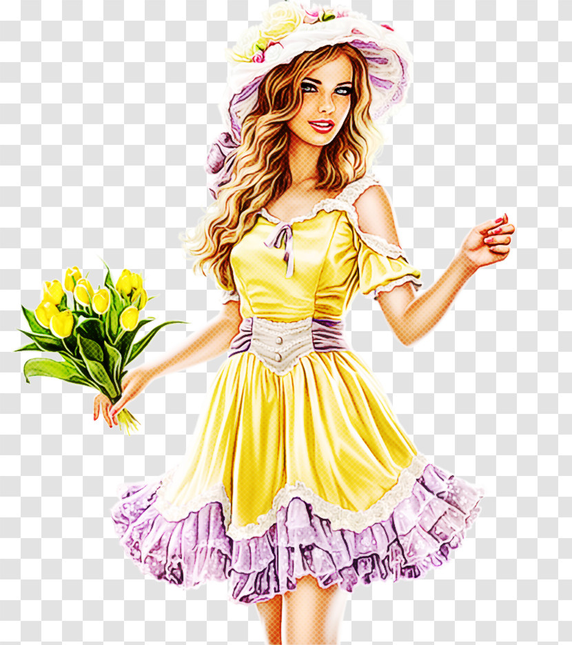 Clothing Day Dress Yellow Costume Pink Transparent PNG