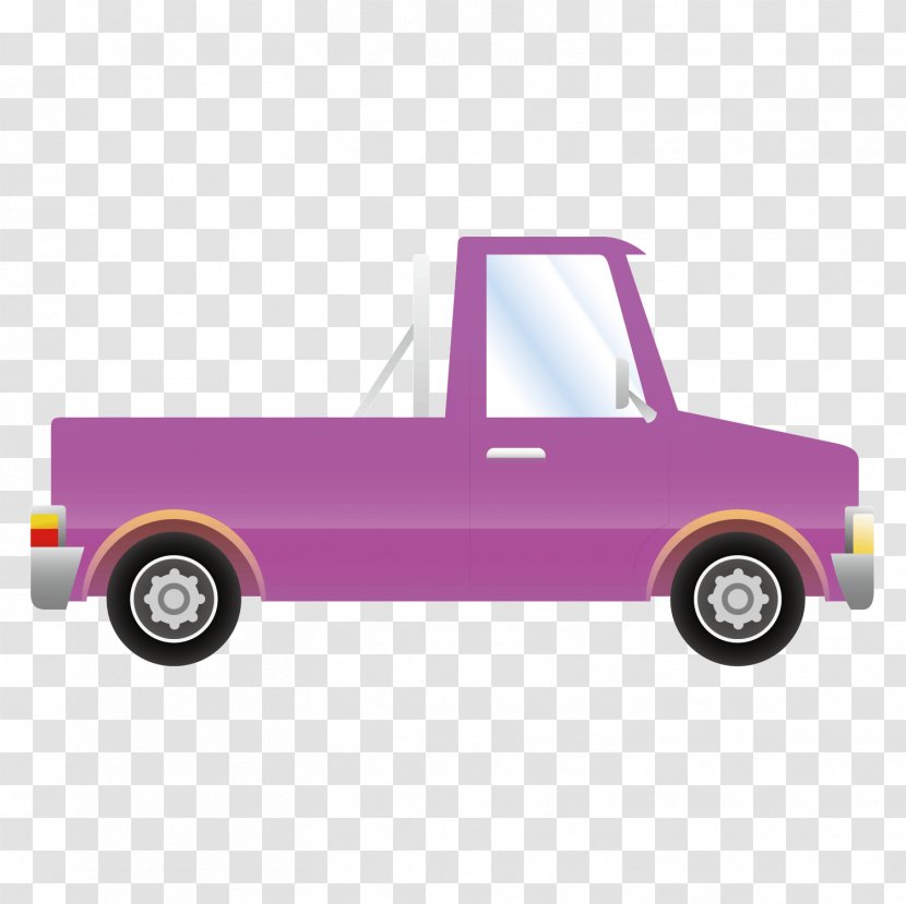 Car Pickup Truck Opel Vectra - Automotive Design - Vector Cartoon Purple Flat Transparent PNG