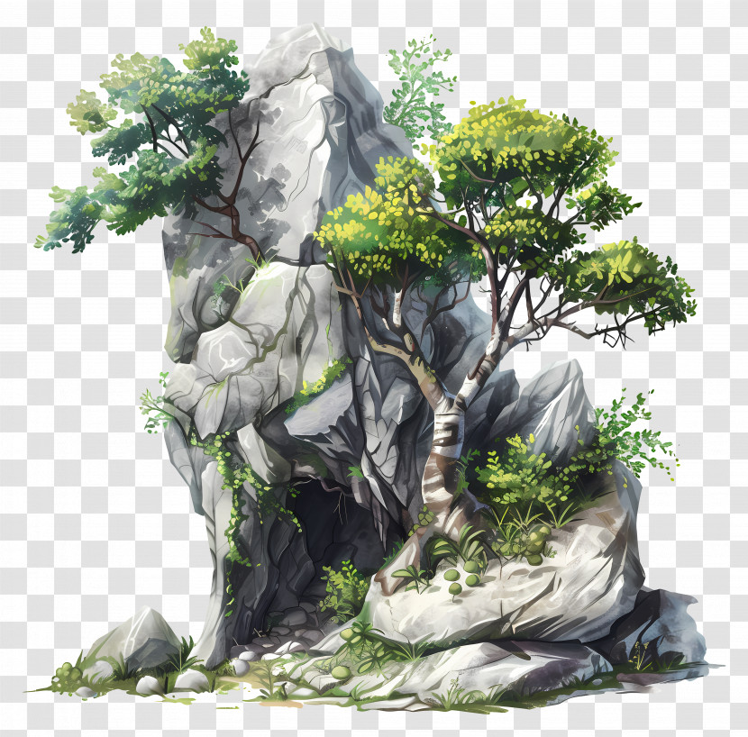 Cave Rock - Rock With Tree Transparent PNG