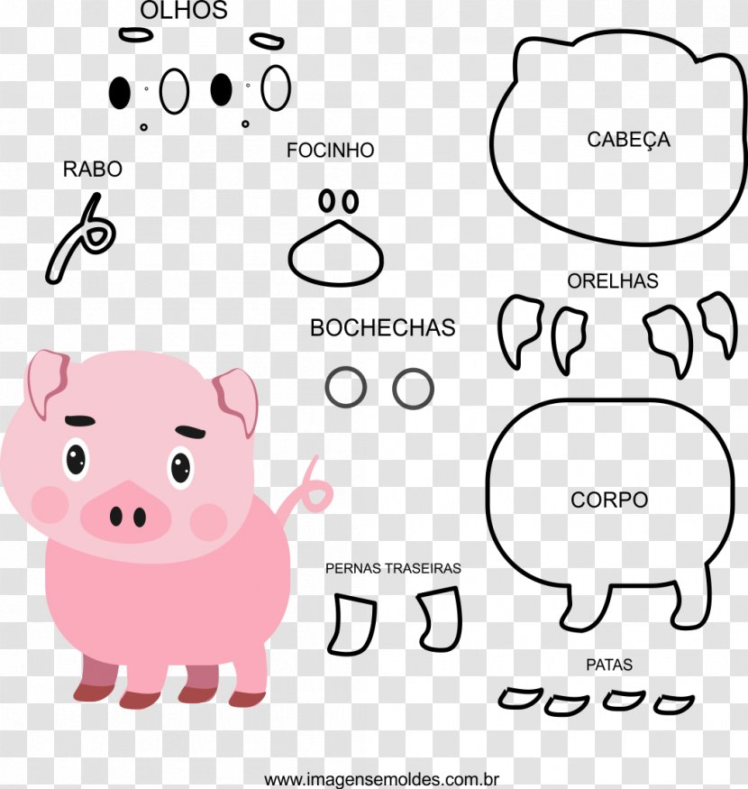 Molde Domestic Pig Handicraft Felt - Dia Dos Namorados - Porco Transparent PNG