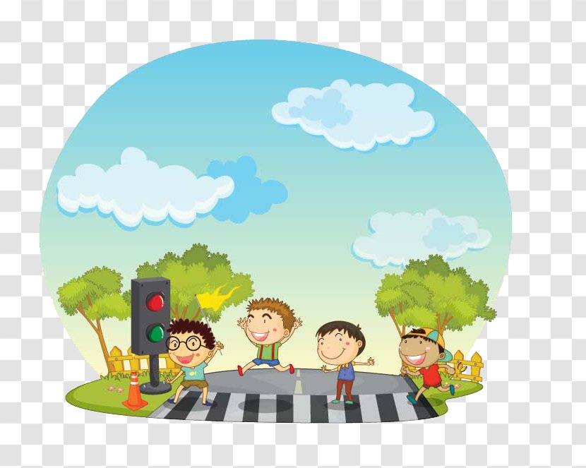 Pedestrian Crossing Child Royalty-free Illustration - Area - Students Across The Street Transparent PNG