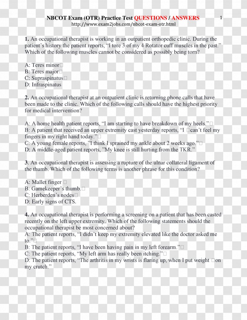 NBCOT-COTA Exam Flashcard Study System: NBCOT Test Practice Questions & Review For The Certified Occupational Therapy Assistant Examination Mental Status Paper - Document - Answer Sheet Transparent PNG