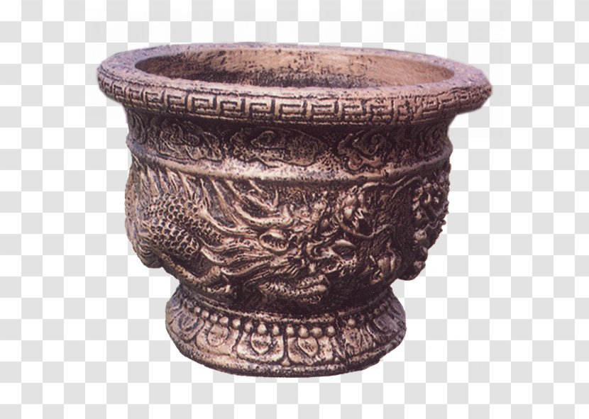 Flower Stone Carving - Bronze - Iron Pots Transparent PNG