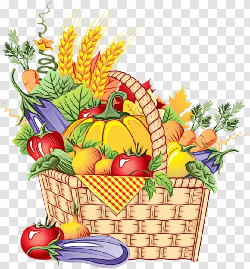 Fruits And Vegetables Background - Wet Ink - Picnic Basket Gift Transparent PNG