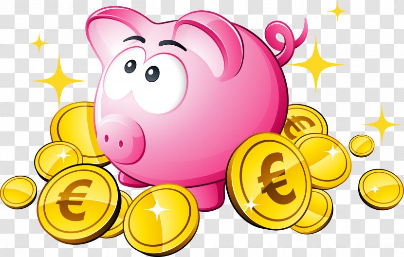 Piggy Bank Euro Apport Personnel Clip Art - Cartoon Transparent PNG
