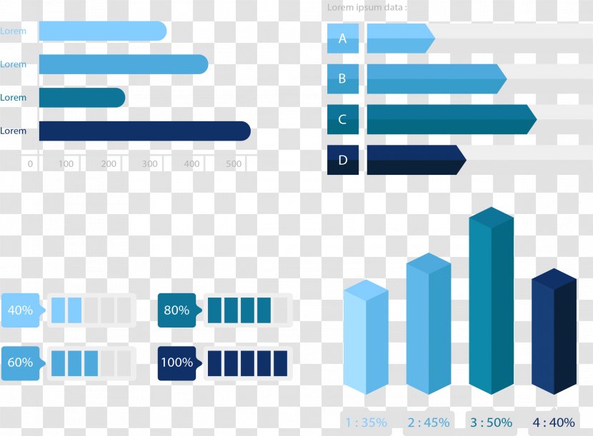 Angle Download Icon - Blue - Gradient Business Chart Transparent PNG