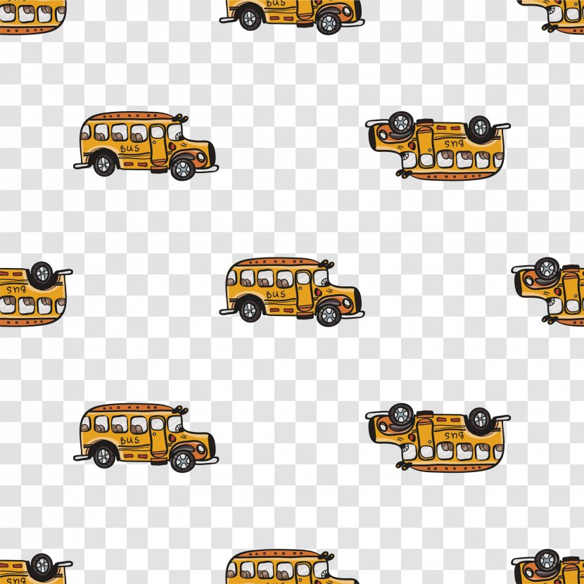 Bus Yellow Cartoon Euclidean Vector - Truck Wallpaper Transparent PNG