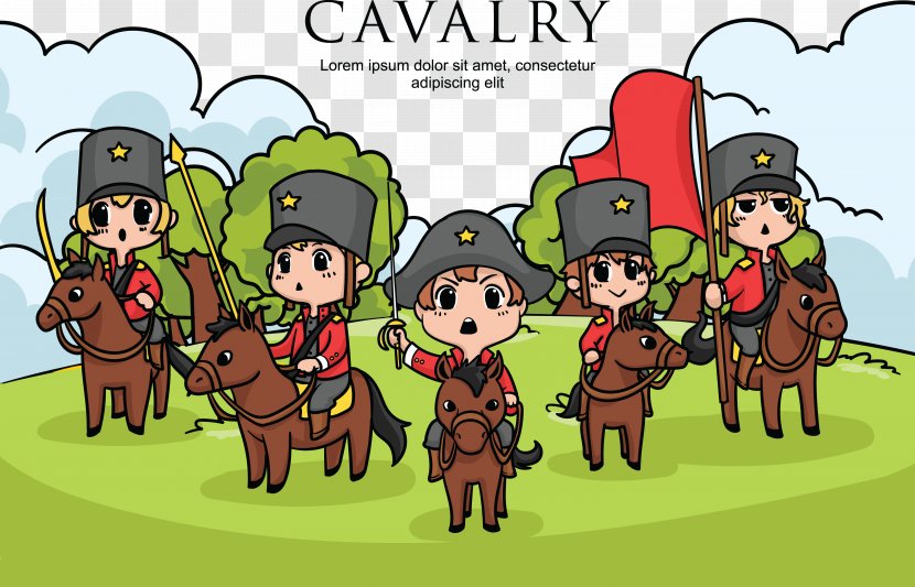 Horse Cartoon Cavalry Illustration - Fictional Character - Child Knight Transparent PNG
