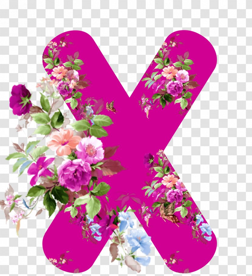 Flower Letter Alphabet Floral Design - Magenta Transparent PNG