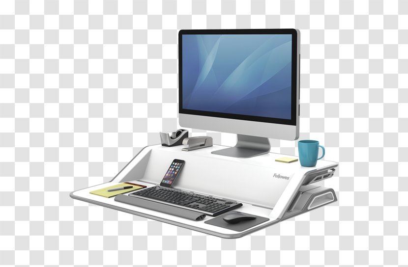 Sit-stand Desk Workstation Fellowes Brands Business - Technology Transparent PNG