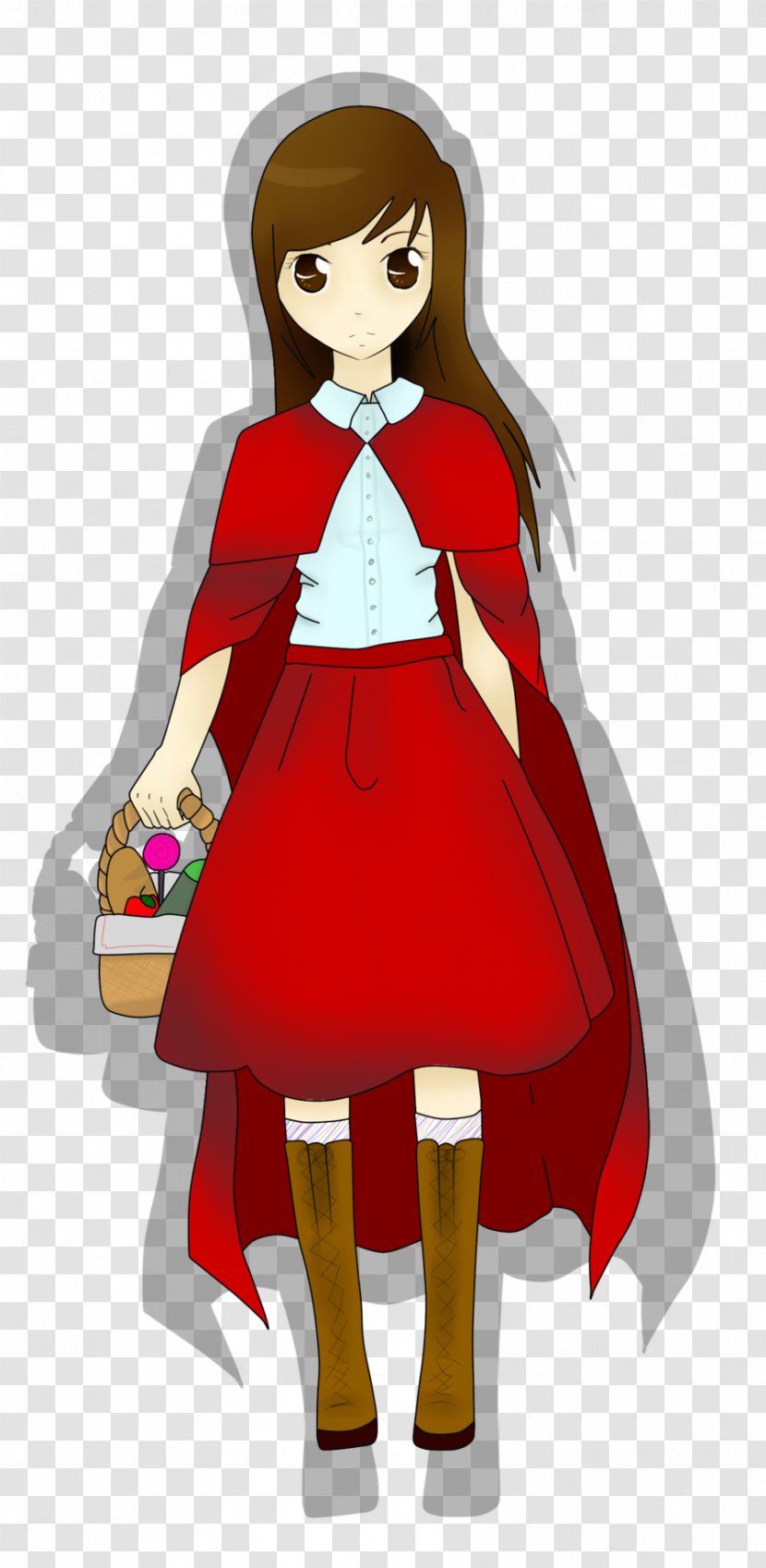 Brown Hair Cartoon Character Outerwear - Red Riding Hood Transparent PNG