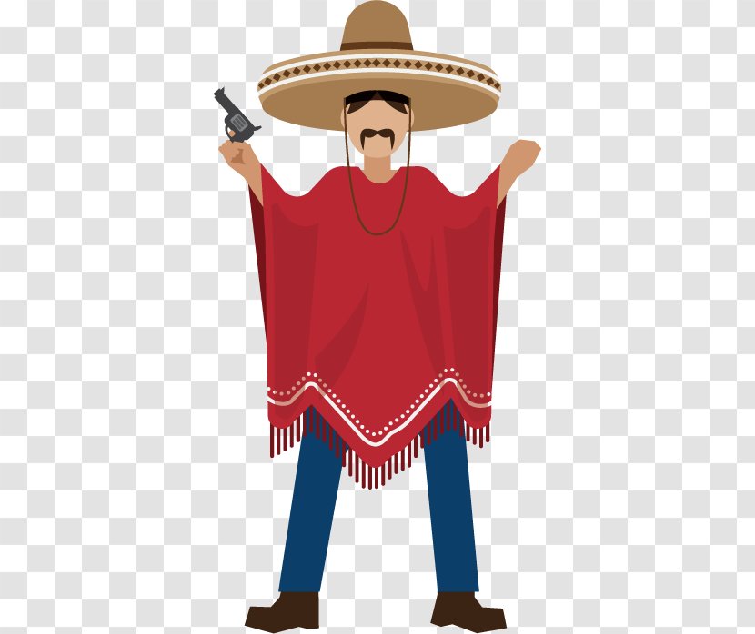 Mexico Mexican Cuisine Icon - Headgear - Cultural Elements Man With A Gun Transparent PNG