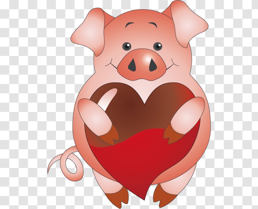 Domestic Pig Valentines Day Paper Scrapbooking Clip Art - Tree - Holding Love Pigs Transparent PNG