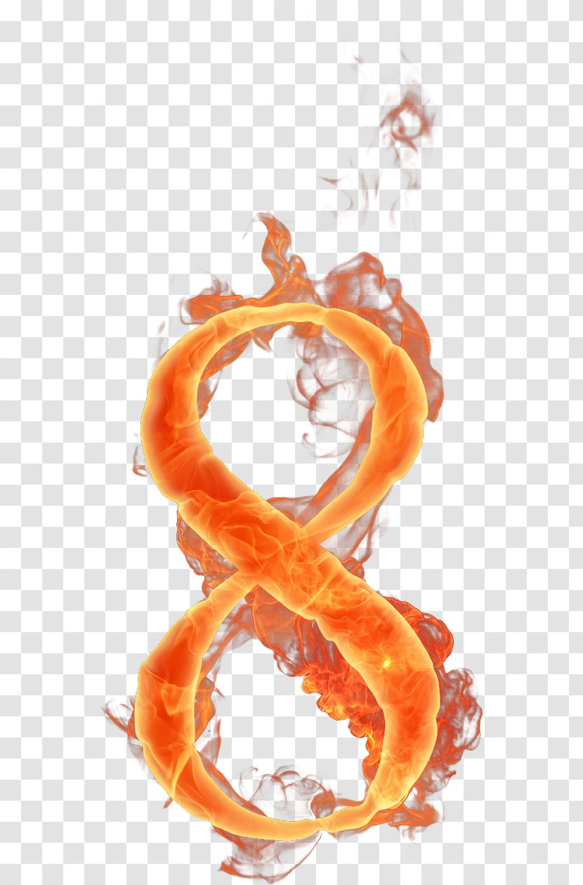 Red Flame Number Eight - Orange Transparent PNG