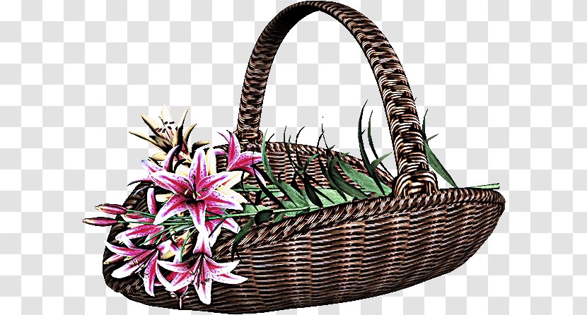 Pink Basket Flower Girl Gift Storage - Wicker - Home Accessories Transparent PNG