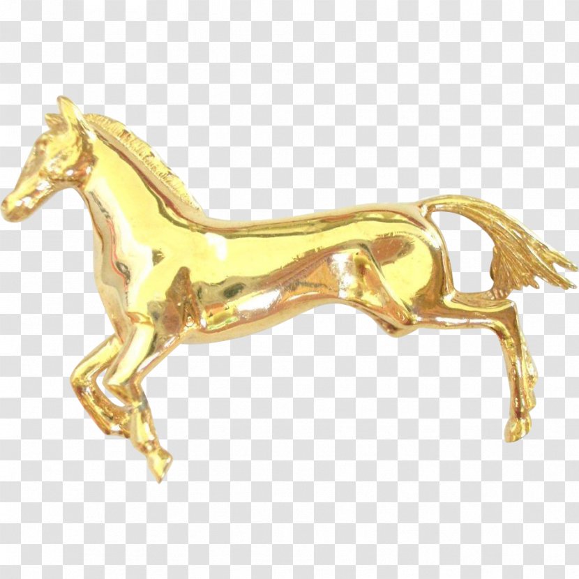 Mustang Stallion Gold Pony Horseshoe - Horse Transparent PNG