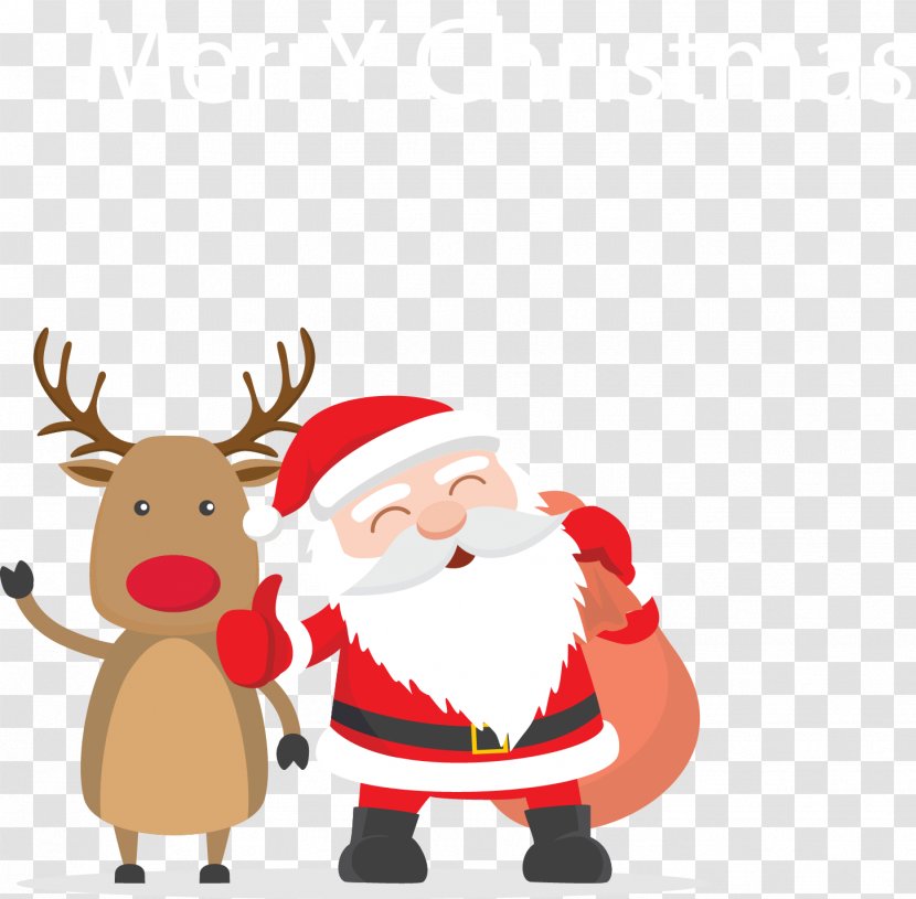 Cartoon Vector Santa Claus Christmas Deer - Jingle Bell - Wish Transparent PNG