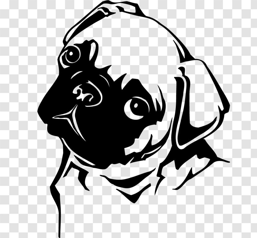 Pug Puppy Clip Art - Black Transparent PNG