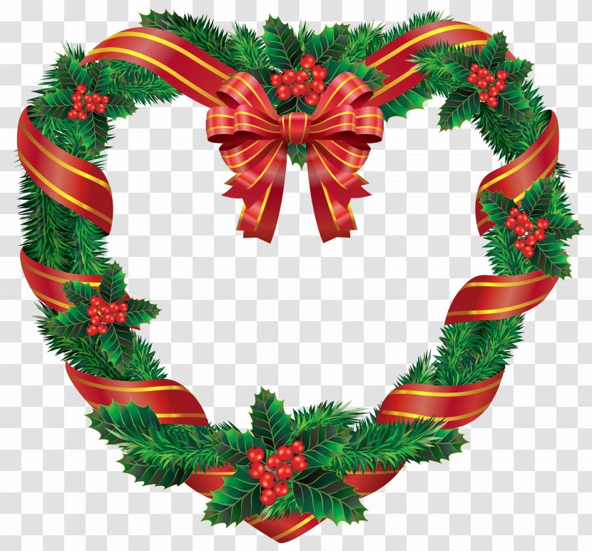 Christmas Wreath Clip Art - Evergreen - Transparent Heart Clipart Transparent PNG