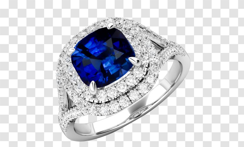 Sapphire Engagement Ring Diamond Prong Setting - Jewellery Transparent PNG