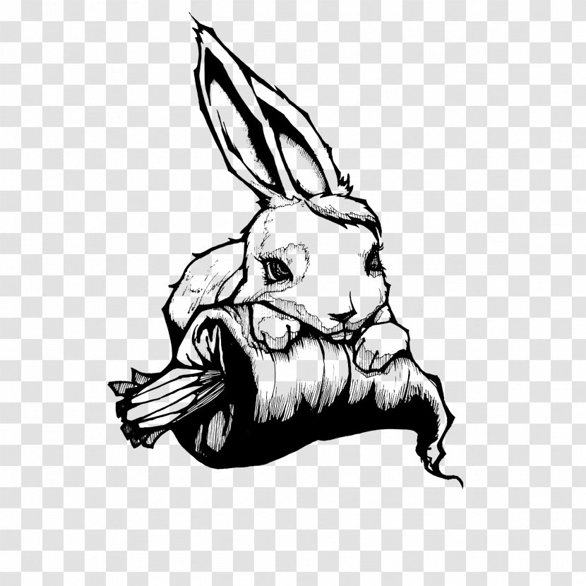 Black And White Rabbit Creativity Sketch - Pen Painted Transparent PNG