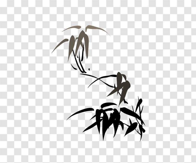 Bamboo Chinese Painting Four Gentlemen - Black - Ink Of Leaves Transparent PNG