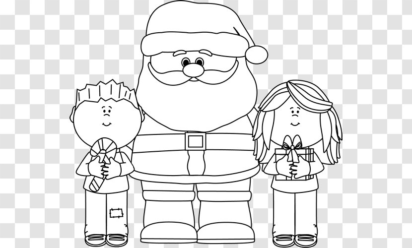 Santa Claus Black And White Christmas Clip Art - Tree - Pictures Transparent PNG