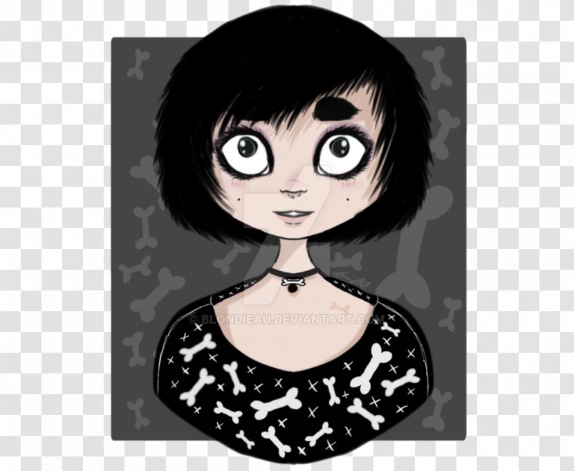 Drawing Black Hair Cartoon Goth Subculture - Flower - Taboo Tattoo Transparent PNG